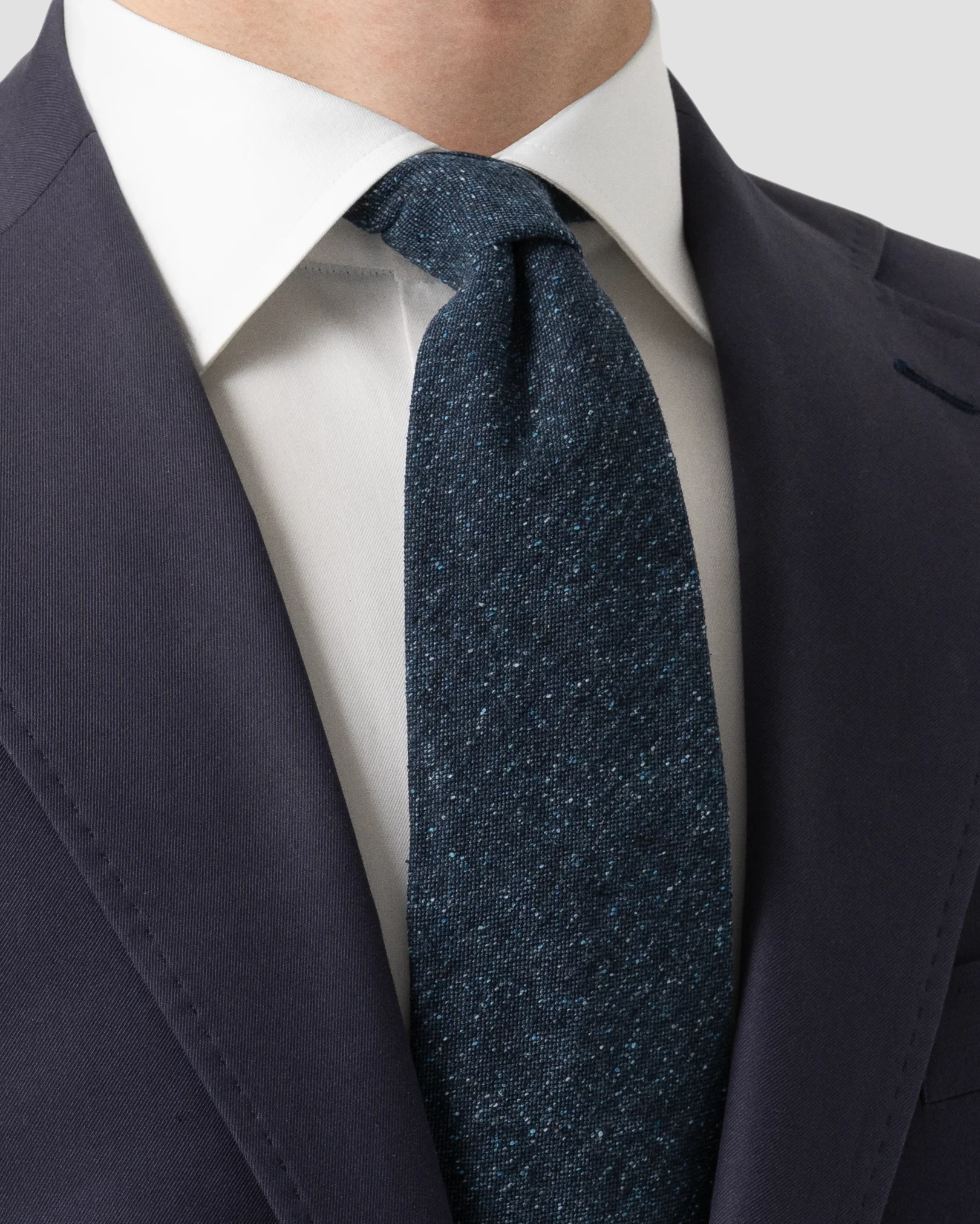 Navy Silk Cotton Tie - Eton
