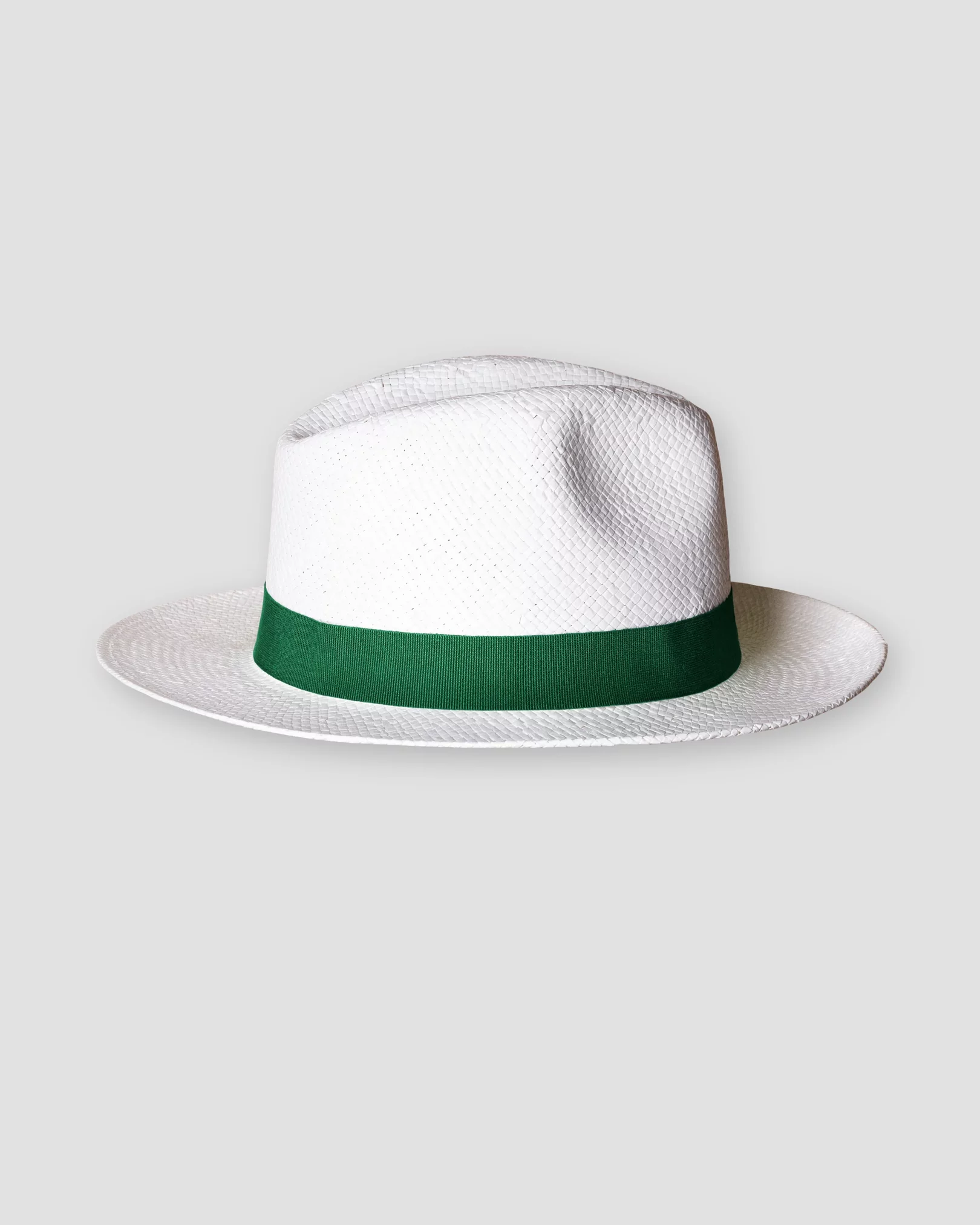 Eton - white straw hat green ribbon
