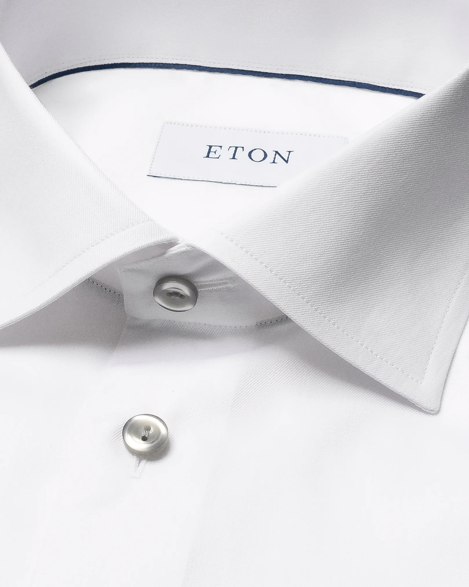 Eton - white twill shirt with grey details