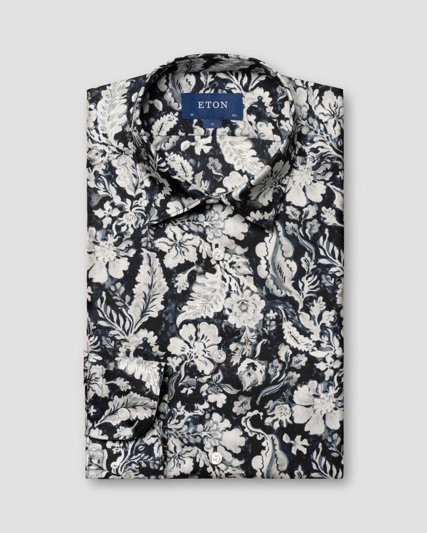 Eton - dark blue floral silk shirt