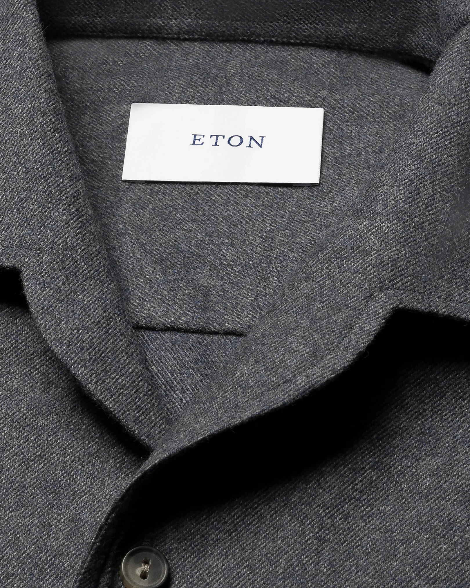 Eton - solid flannel shirt dark blue solid flannel shirt