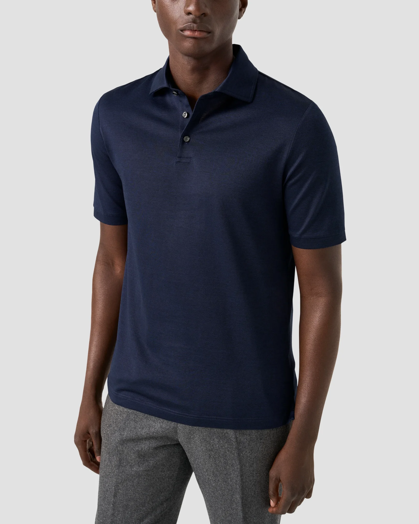 Eton - jaquard filo di scozia polo shirt navy blue