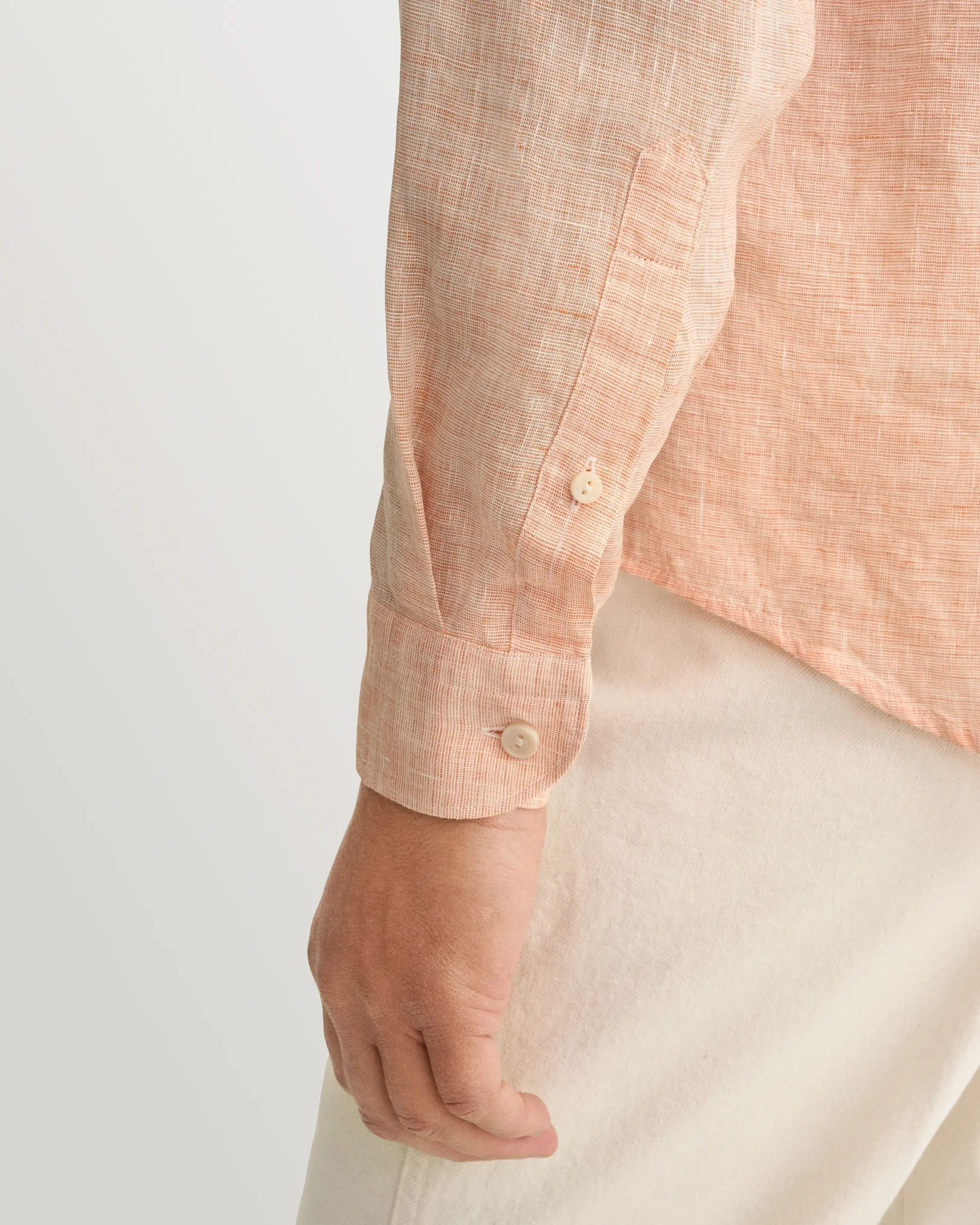 Eton - orange solid linen shirt 261