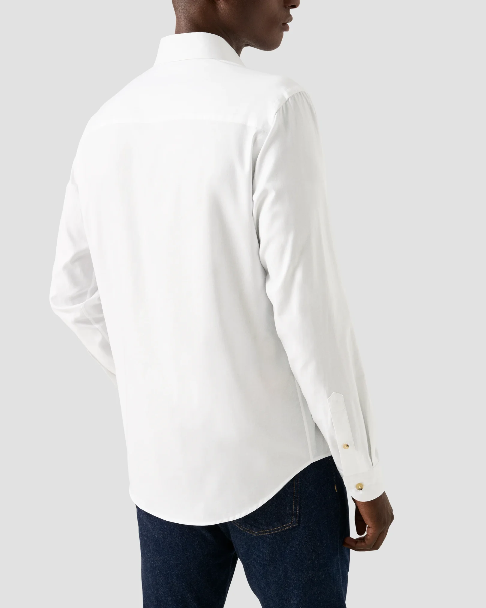 Eton - white solid oxford shirt button down rounded single casual fit