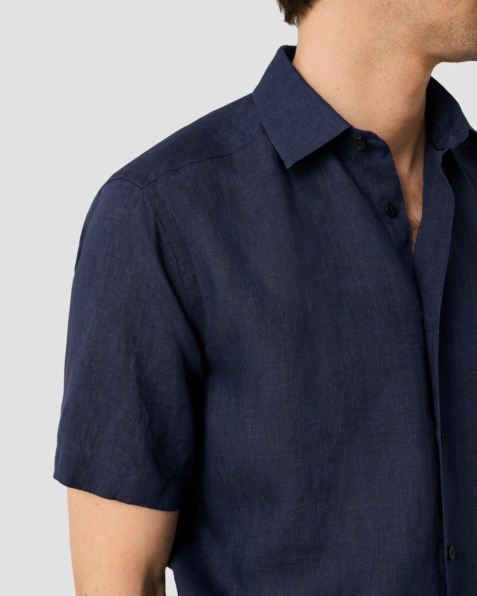 Eton - navy blue solid linnen pointed 261