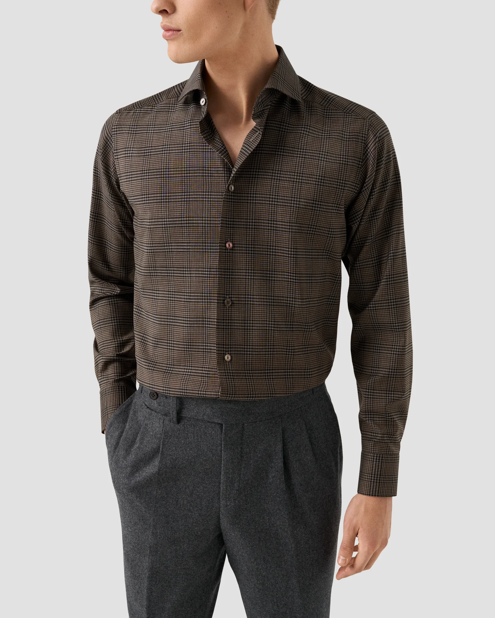 Eton - check merino shirt