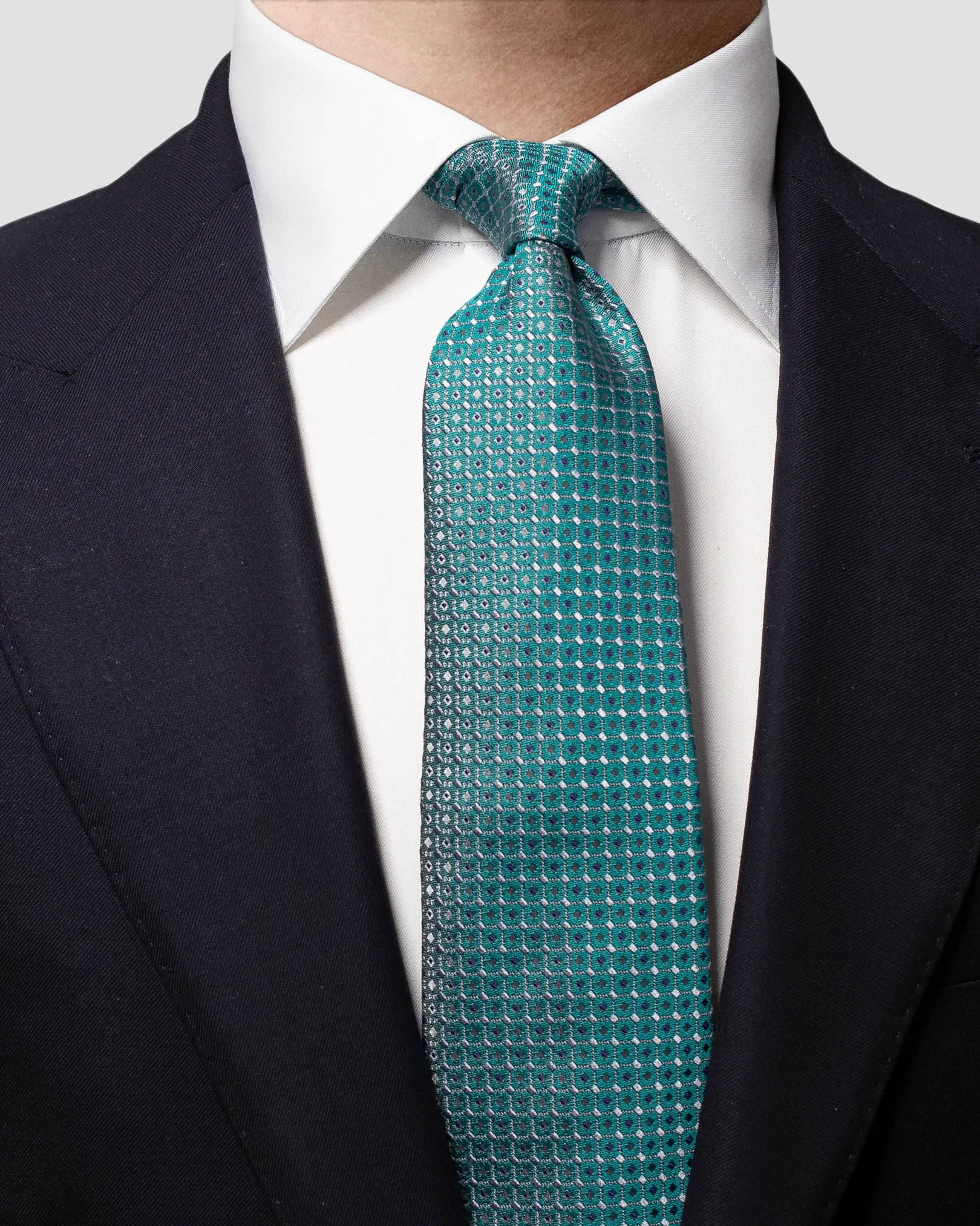 Eton - dark green micro floral silk tie