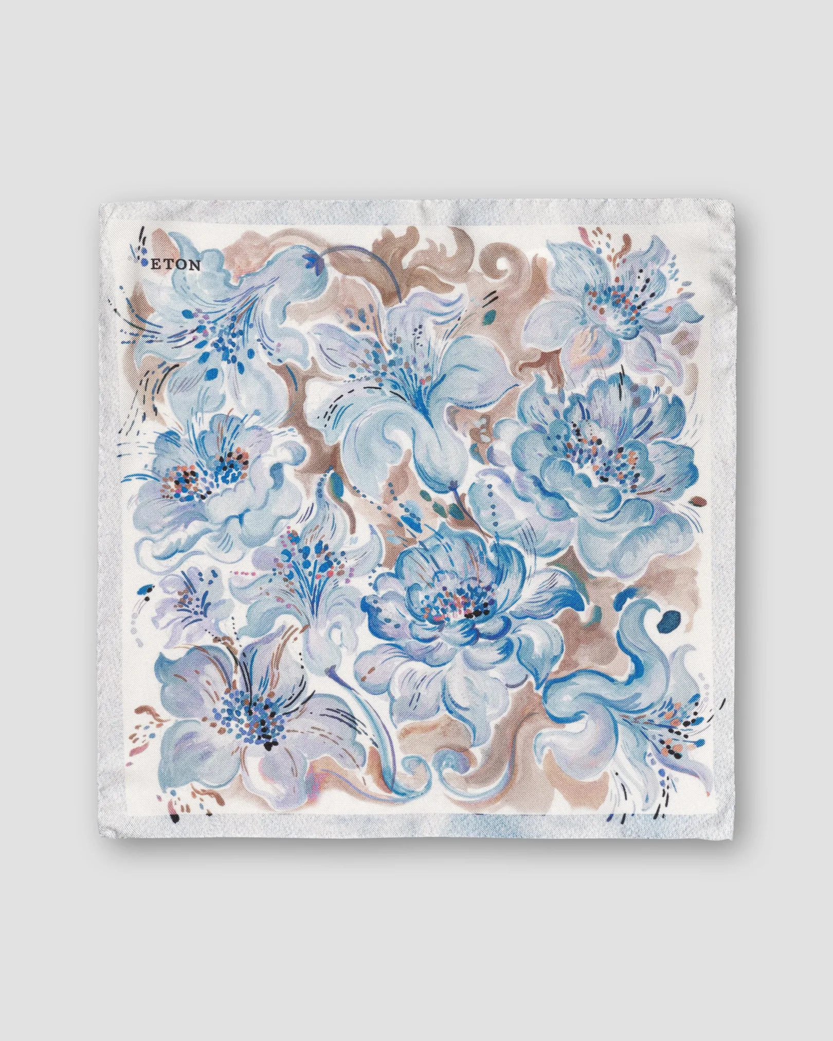 Eton - light blue floral silk pocket square