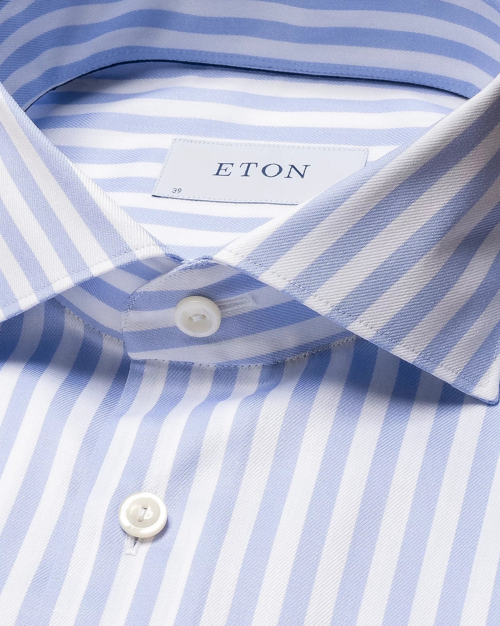 Eton - light blue twill wide spread bold striped