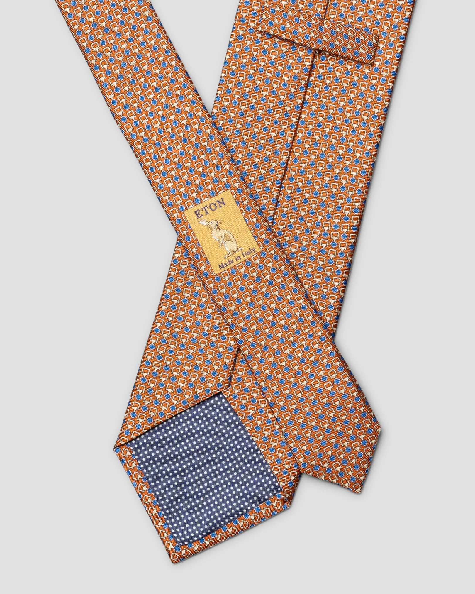 Eton - geometric print silk tie orange geometric print silk tie