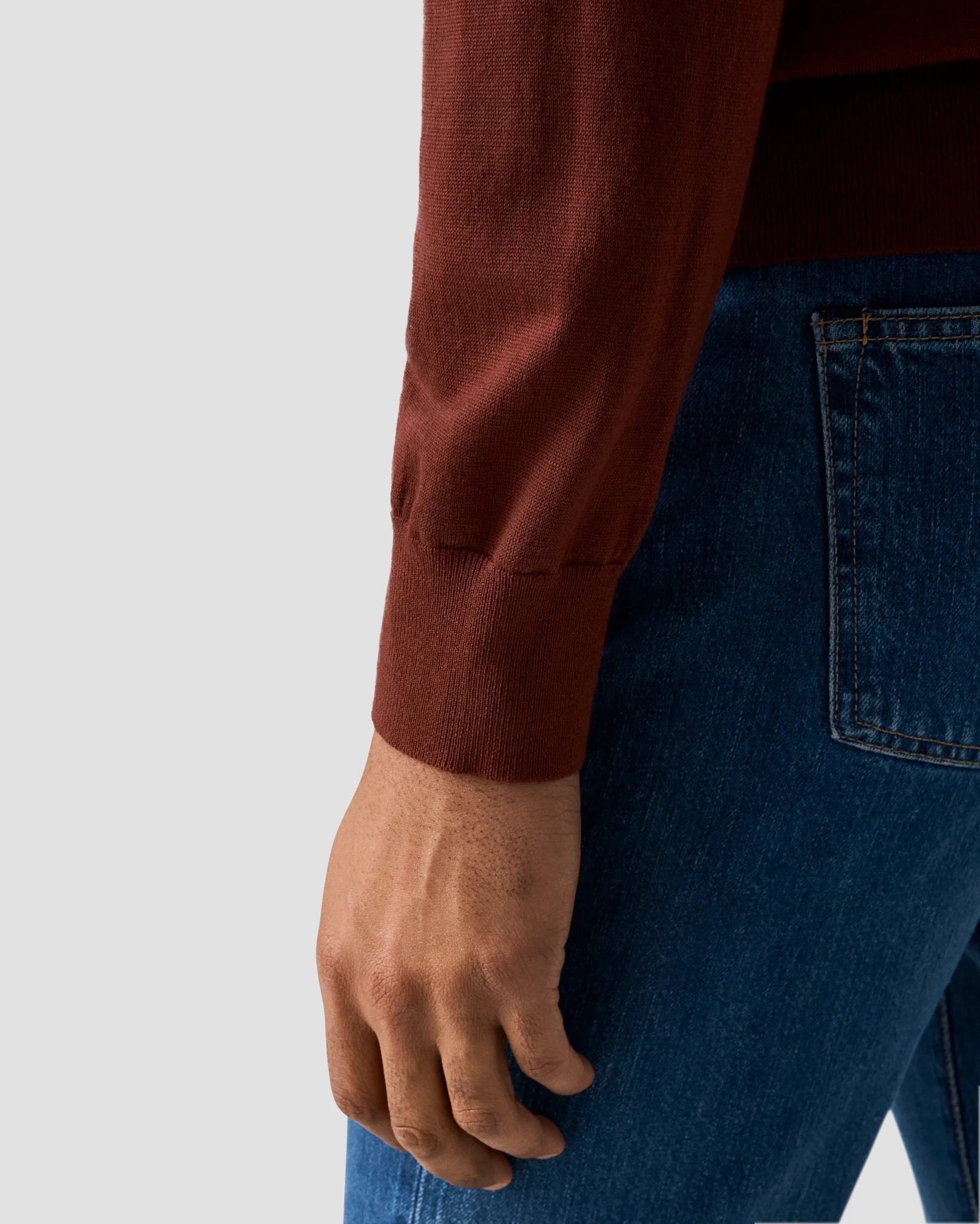 Eton - merino knit crew neck red merino knit crew neck