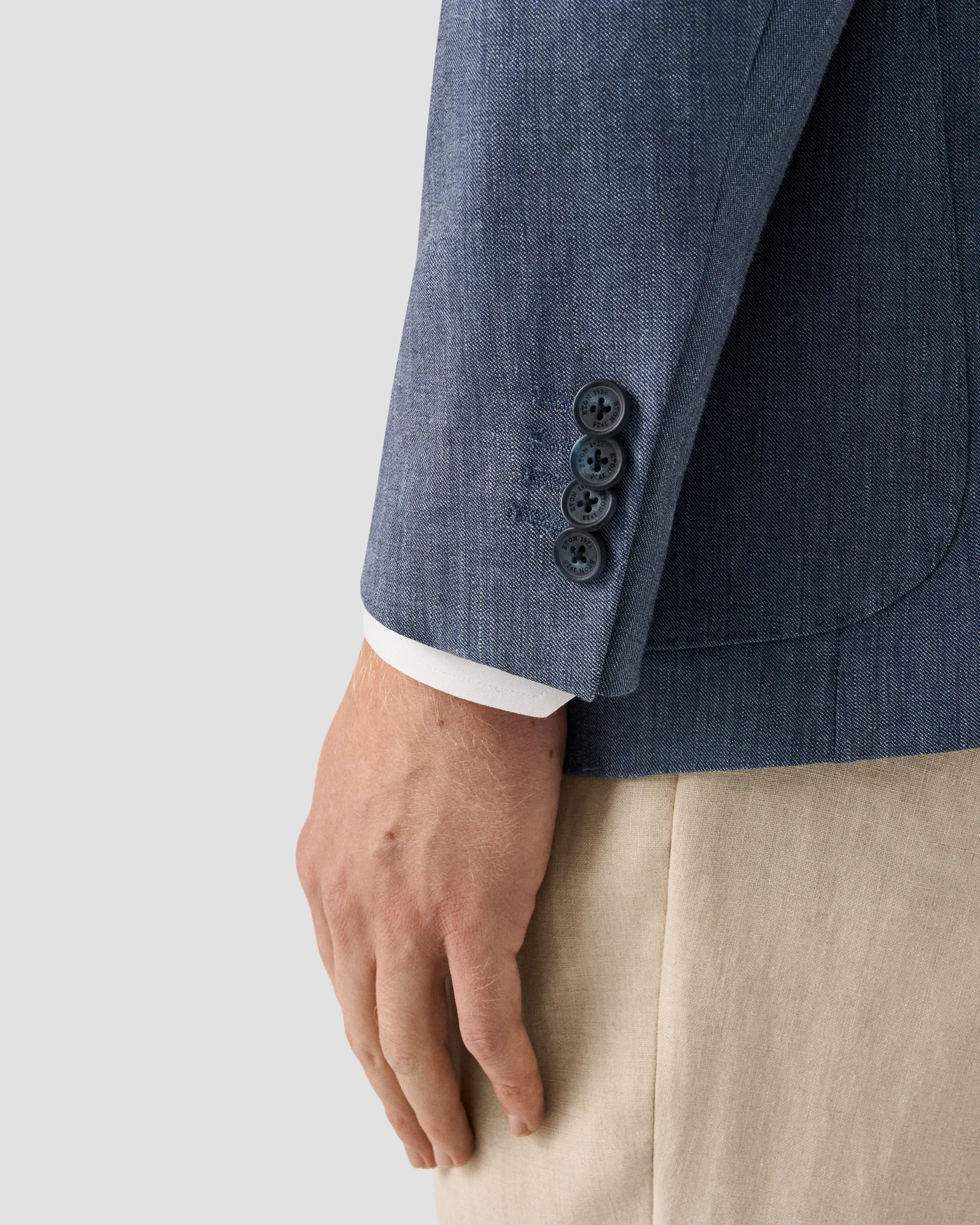 Eton - mid blue linen wool soft jacket