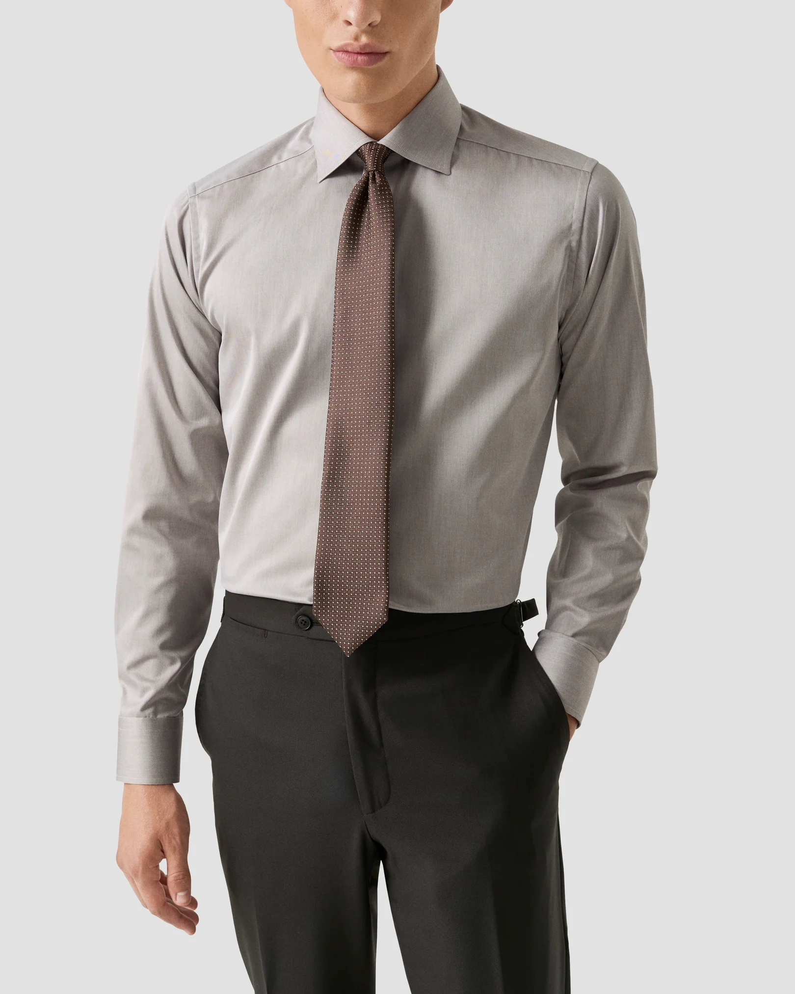 Eton - solid brown signature twill shirt