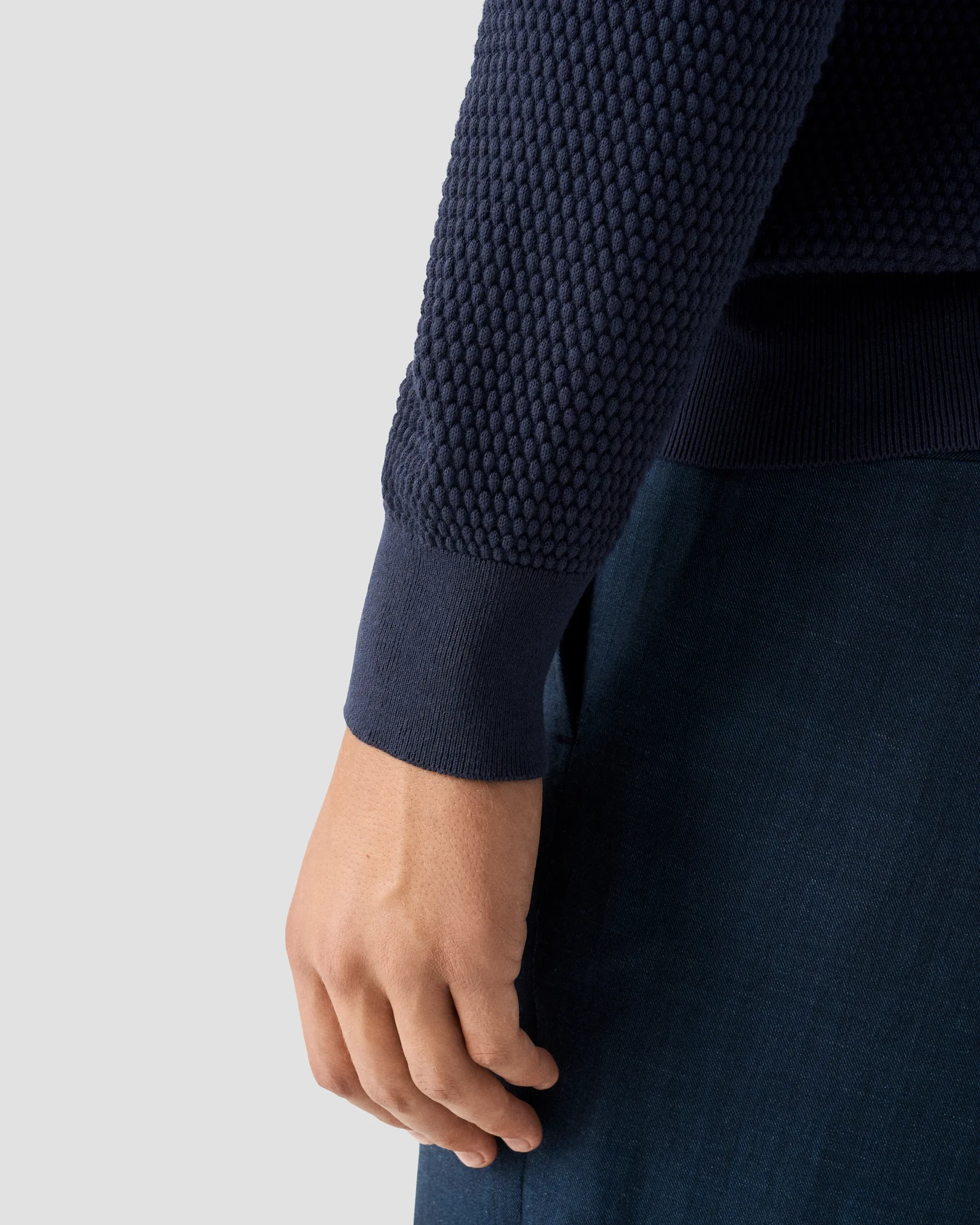 Eton - dark blue structure knit cotton 258