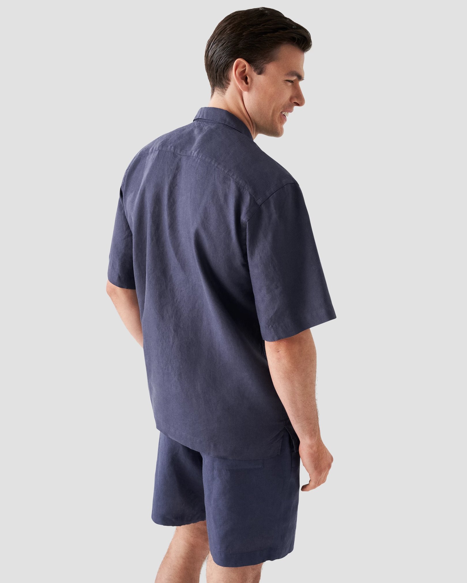 Eton - navy blue linen resort shirt