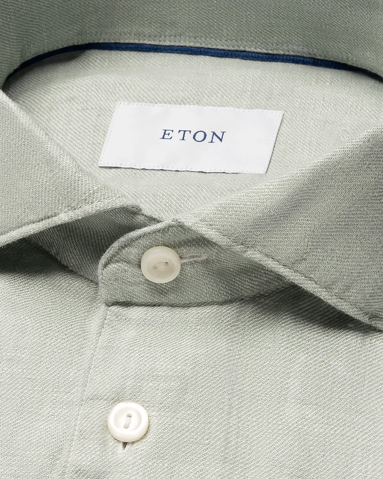 Eton - mid green solid twill linen shirt