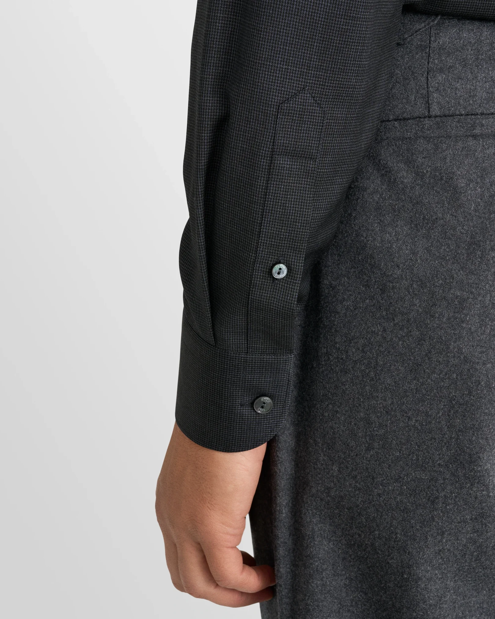 Eton - navy blue houndstooth merino shirt