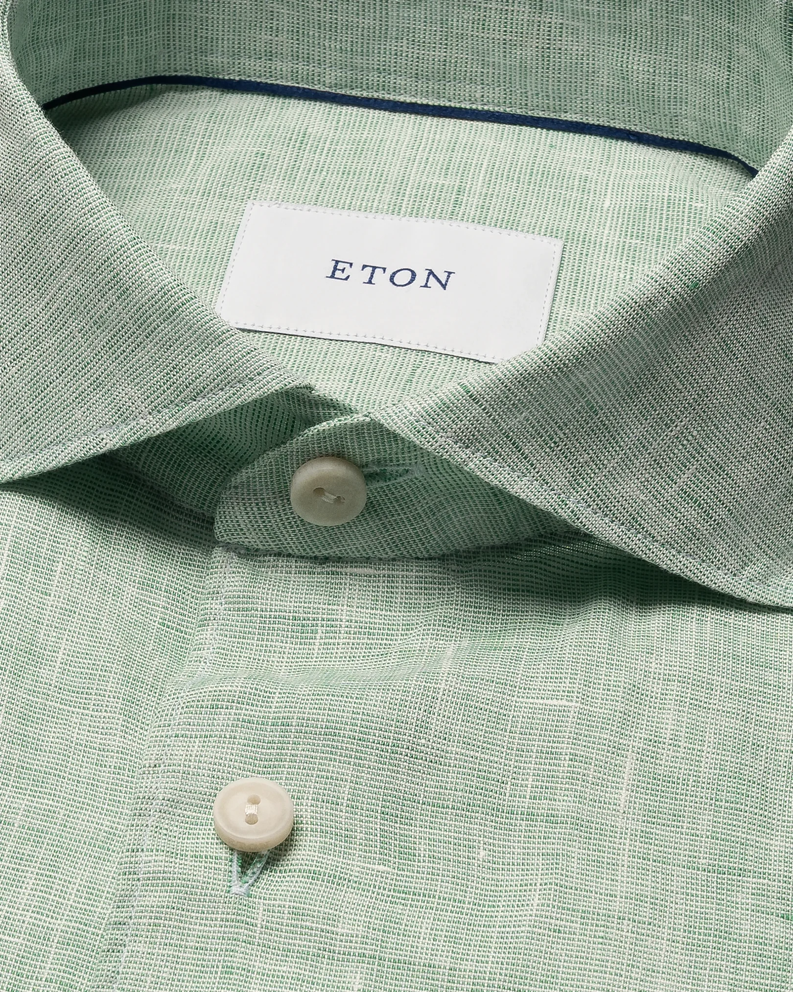 Eton - mid green solid linen shirt 261