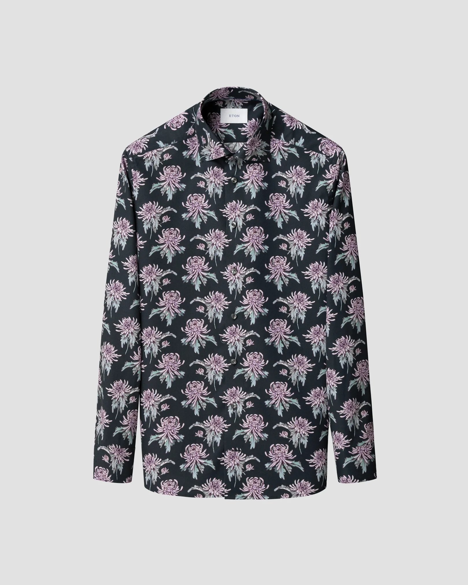 Eton - navy blue floral print signature twill shirt