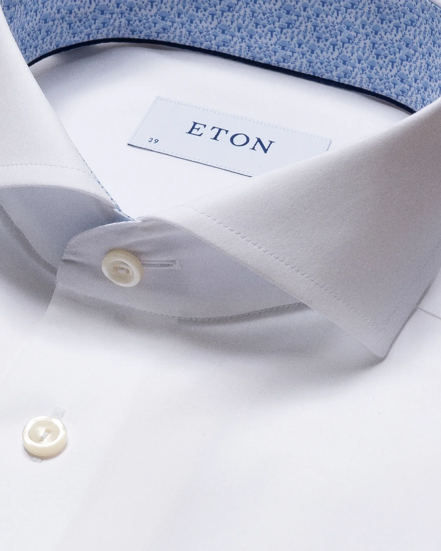 Eton - white poplin shirt mushroom print details