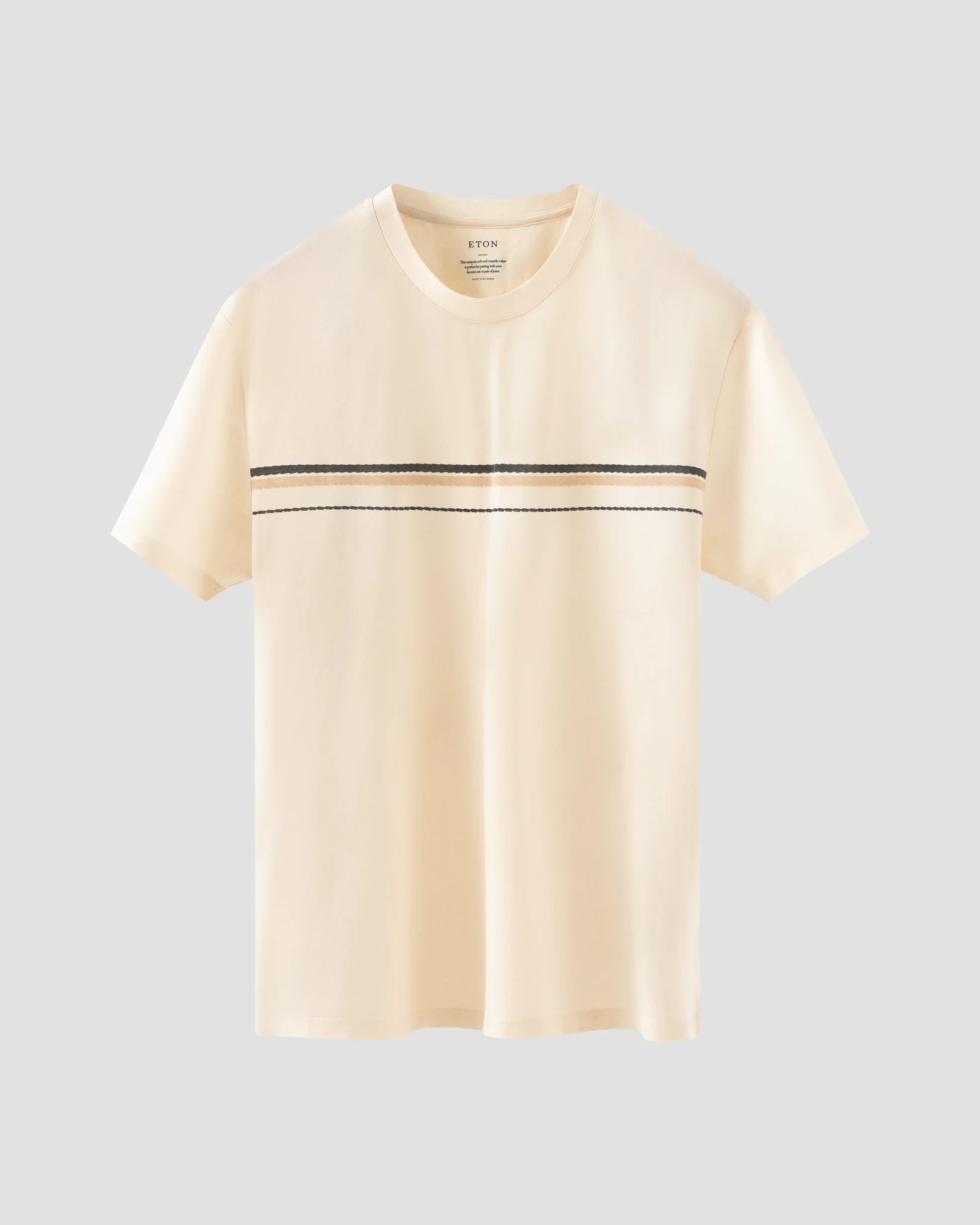 Eton - Light Brown Striped Filo di Scozia  T-Shirt