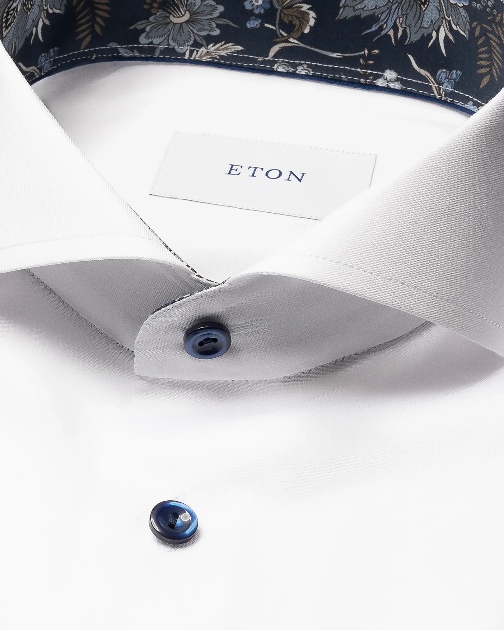 Eton - floral effect signature twill shirt extreme cut away single slim