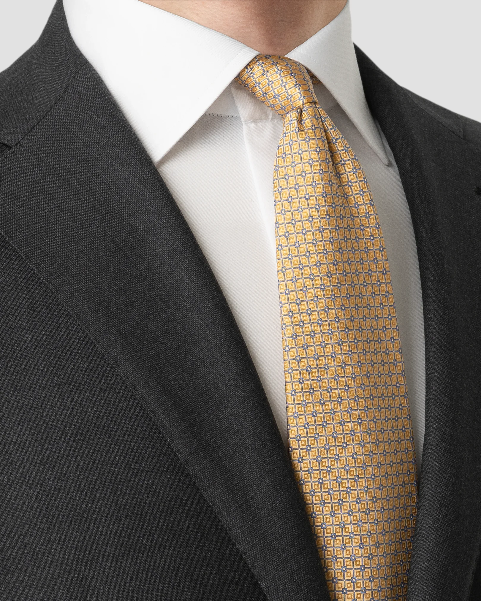 Eton - geometric woven silk tie yellow geometric woven silk tie