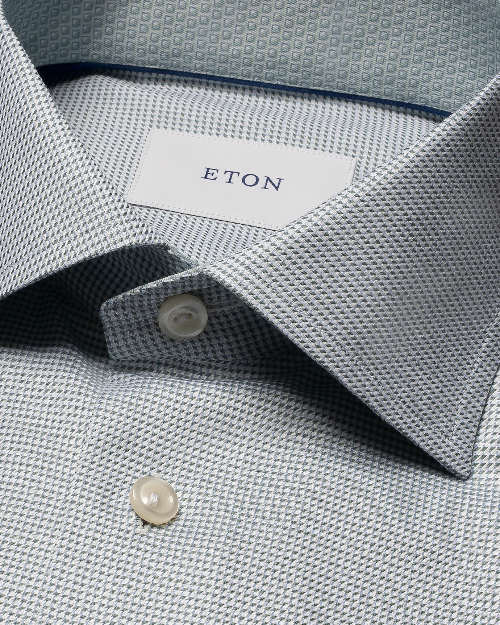 Eton - mid green semi solid twill shirt
