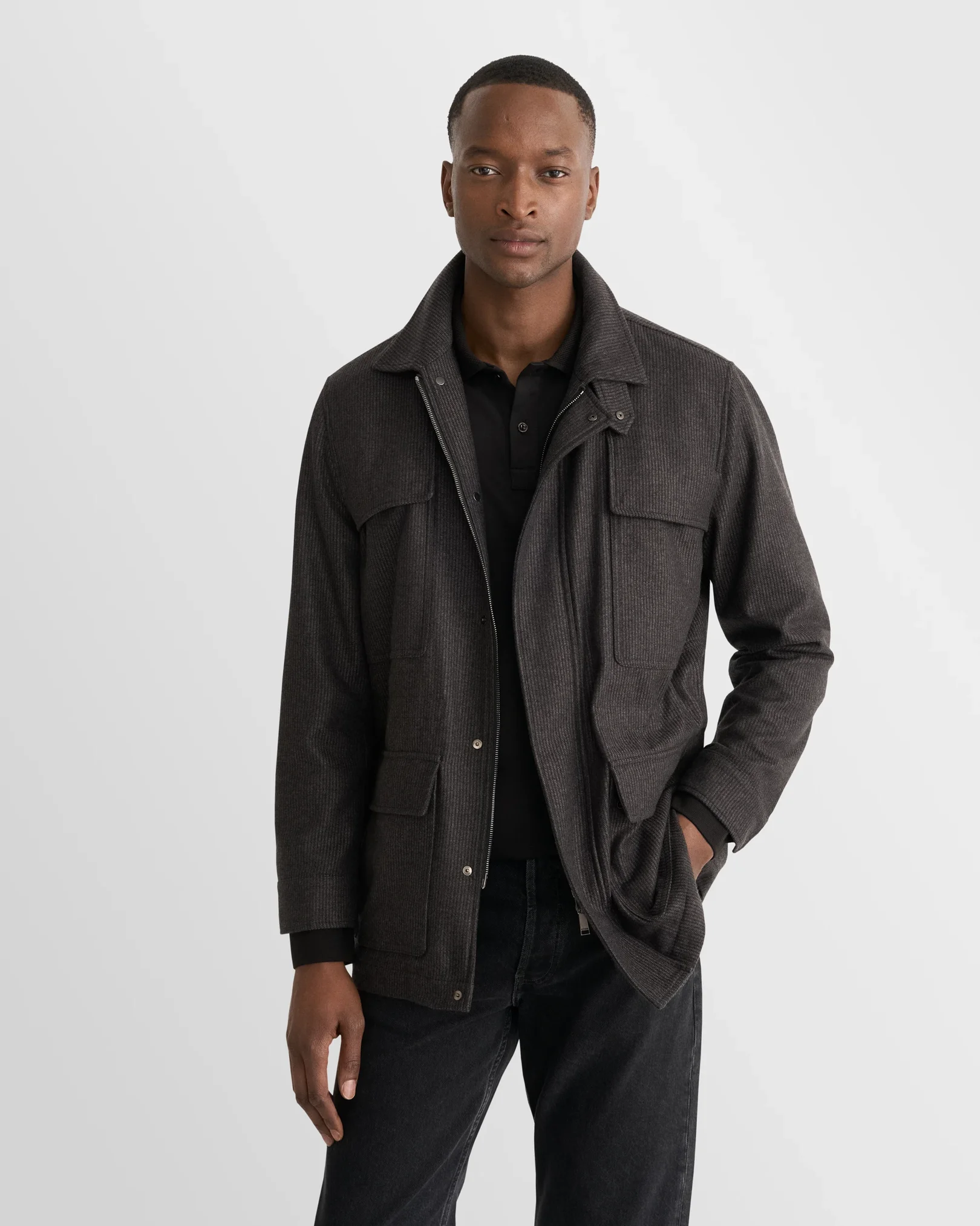 Eton - interlock polo shirt black interlock polo shirt