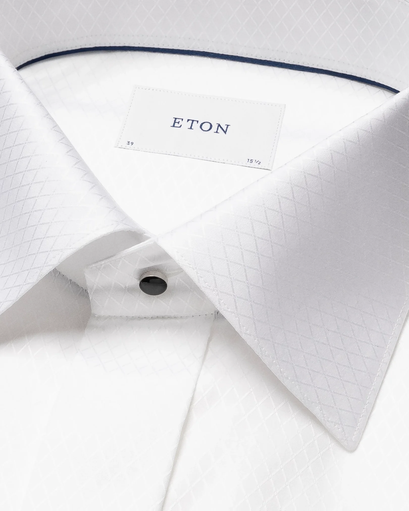 Eton - white check fly front shirt