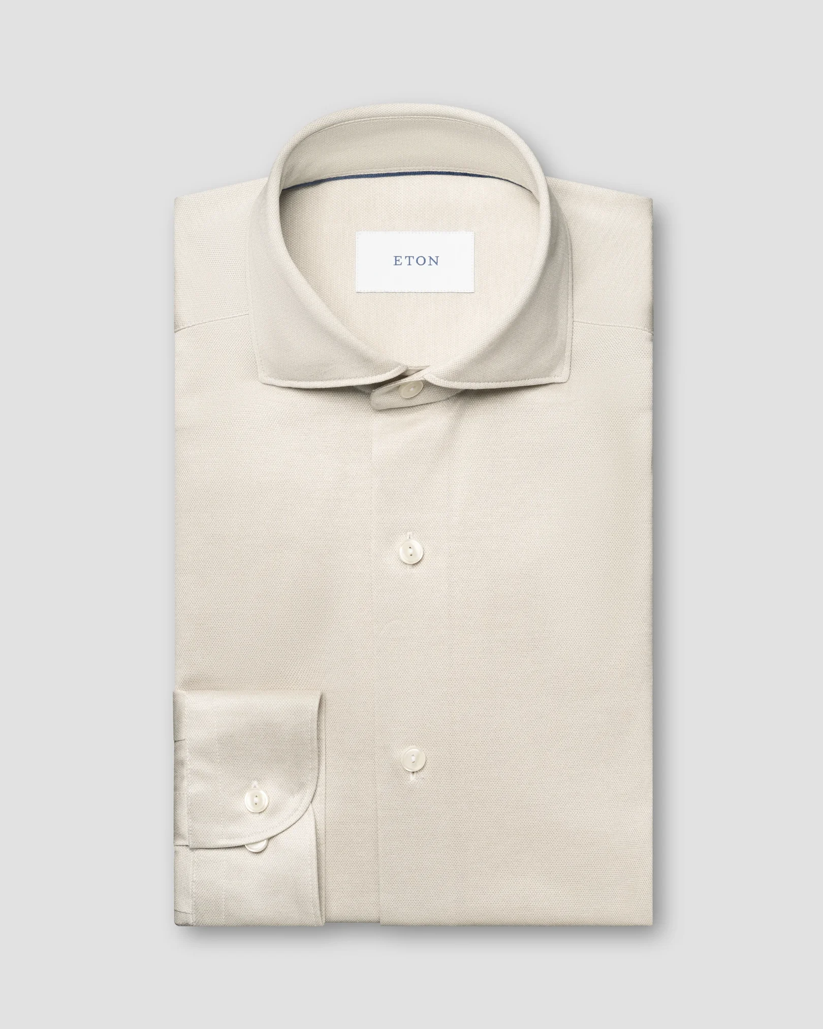 Eton - beige filo di scozia knit shirt wide spread 266