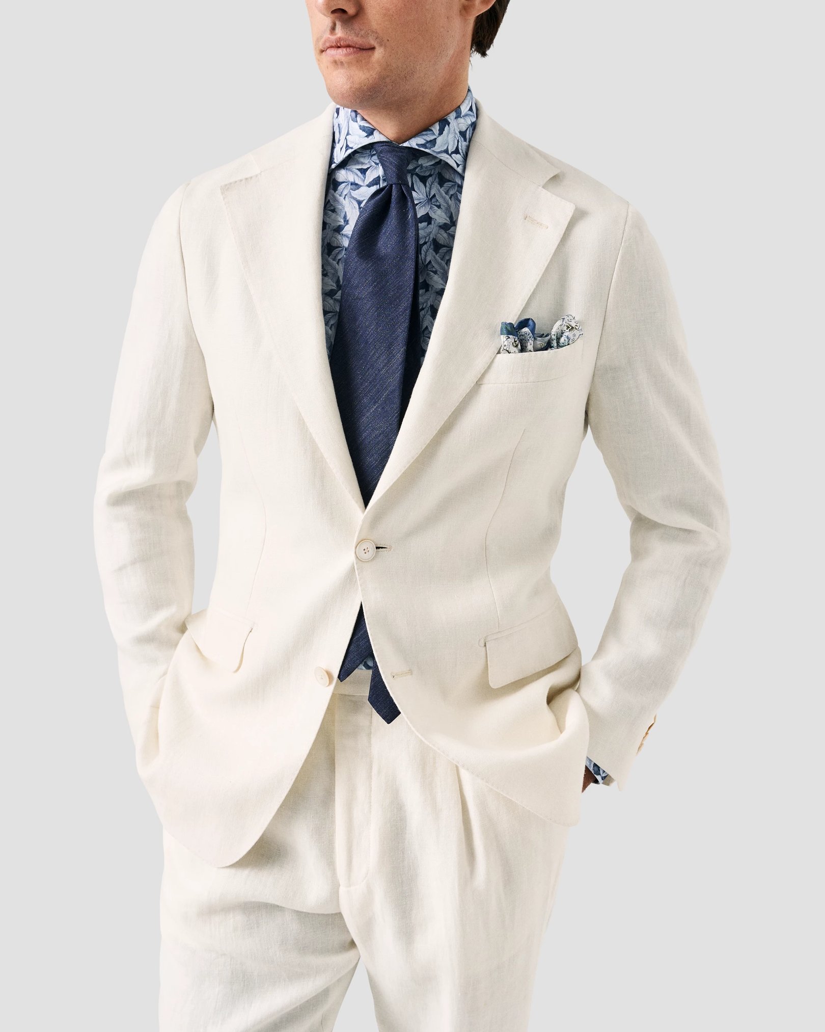 Eton - palmleaf printed four way strech