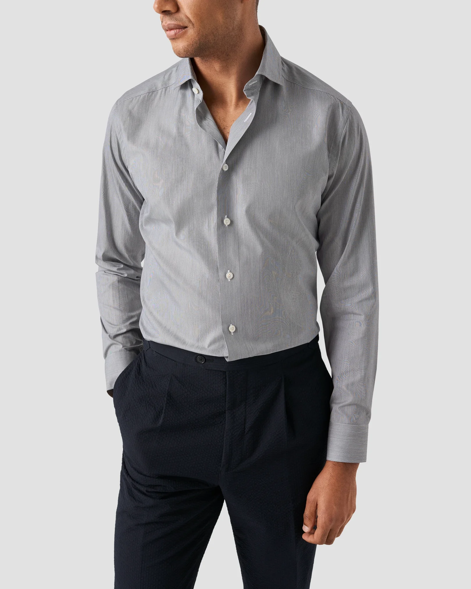 Eton - Cotton & Silk Fine Stripe Shirt