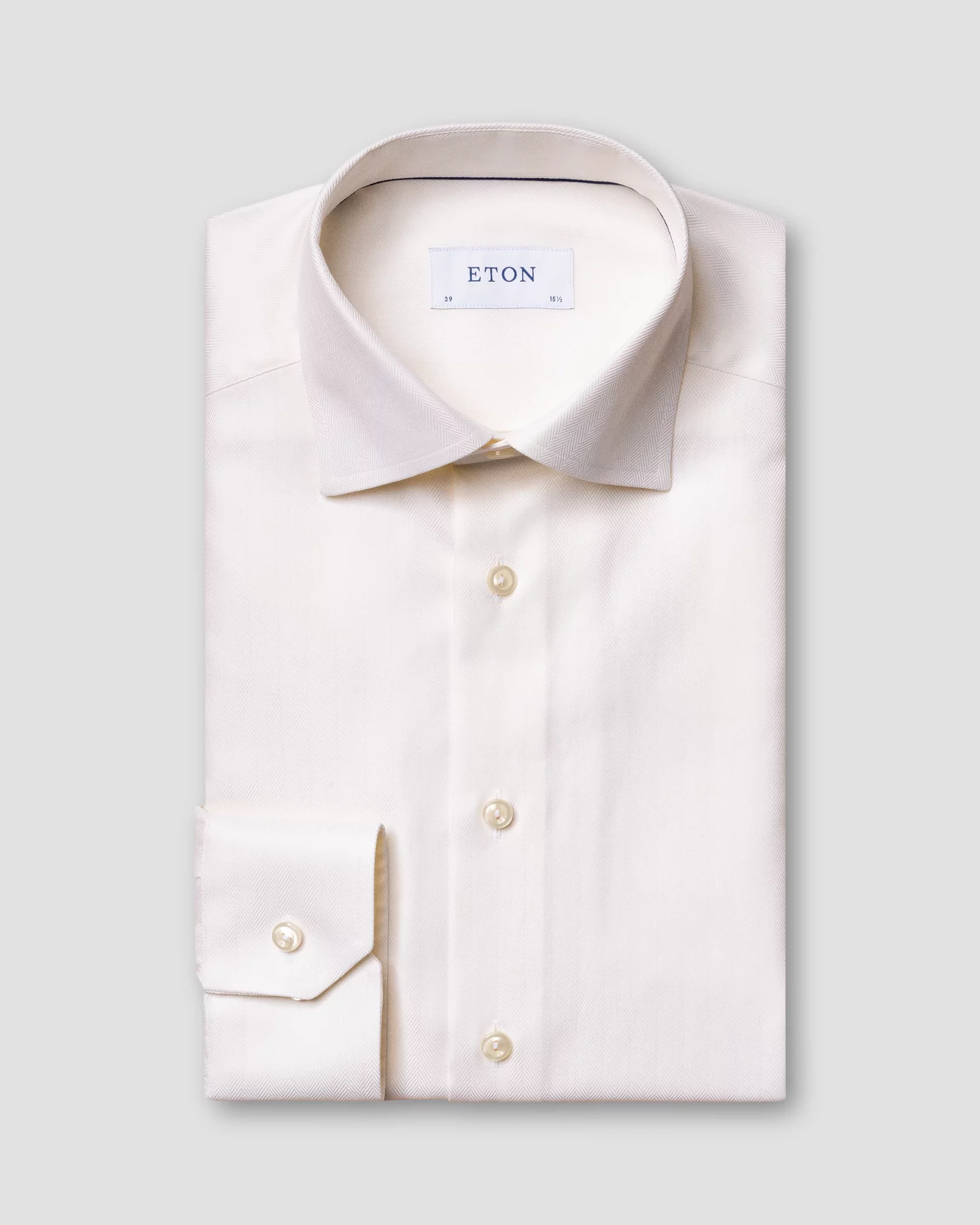 Eton - off white herringbone twill shirt