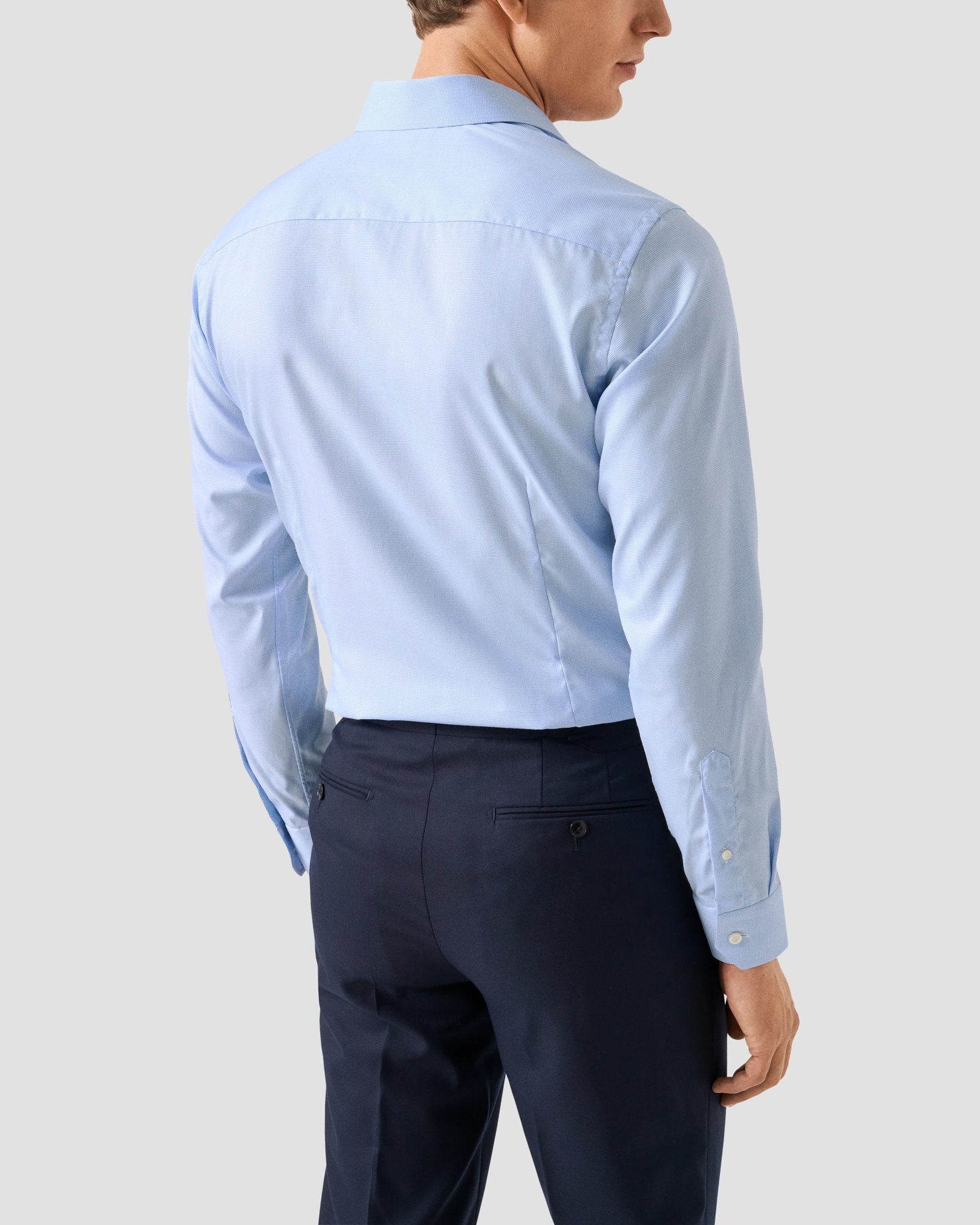 Eton - Chemise bleu clair à motifs pied-de-poule