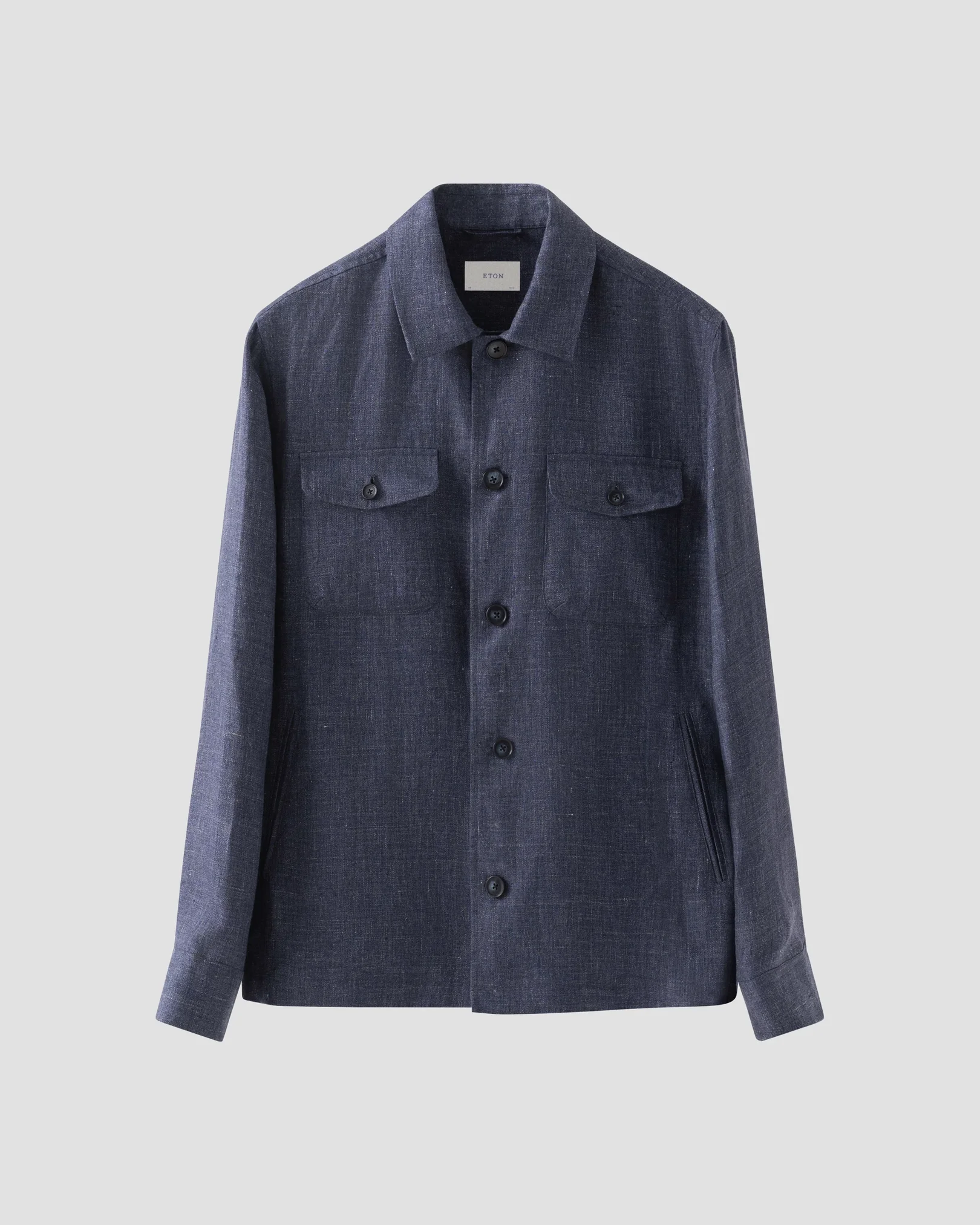 Eton - navy blue four pocket linen overshirt