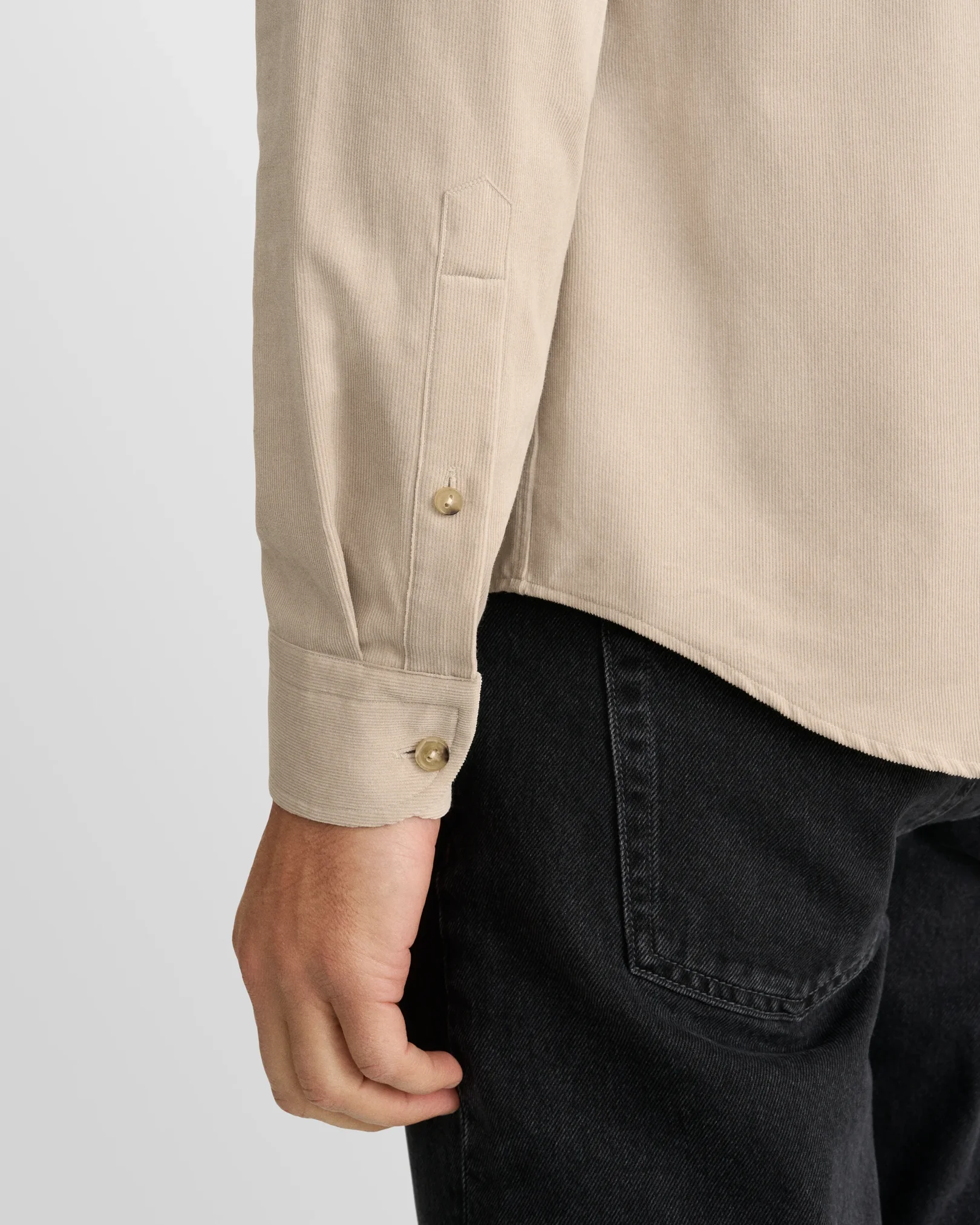 Eton - beige solid corduroy shirt