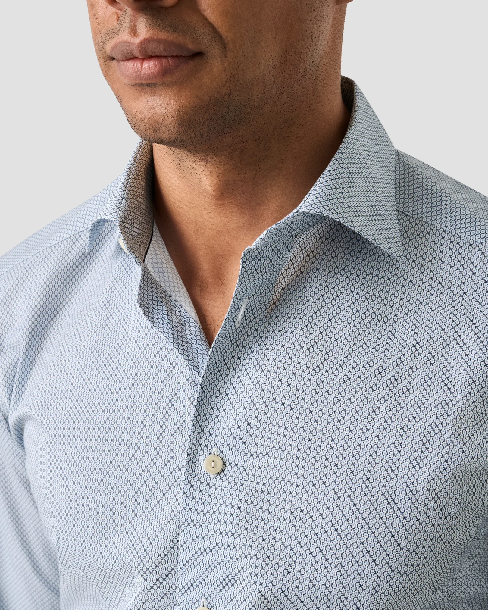 Eton - light blue micro print signature twill shirt