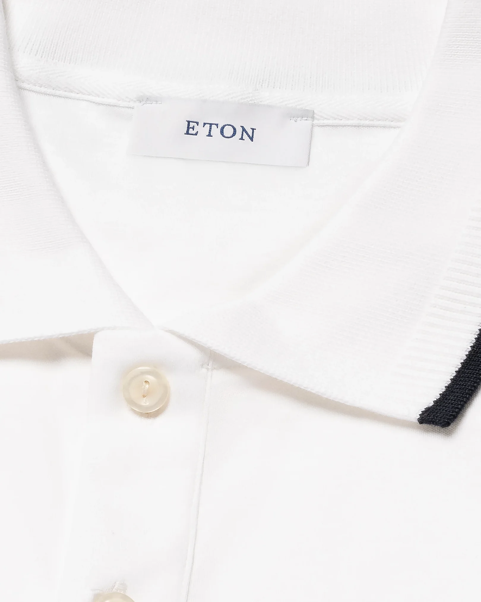 Eton - white cotton interlock polo shirt