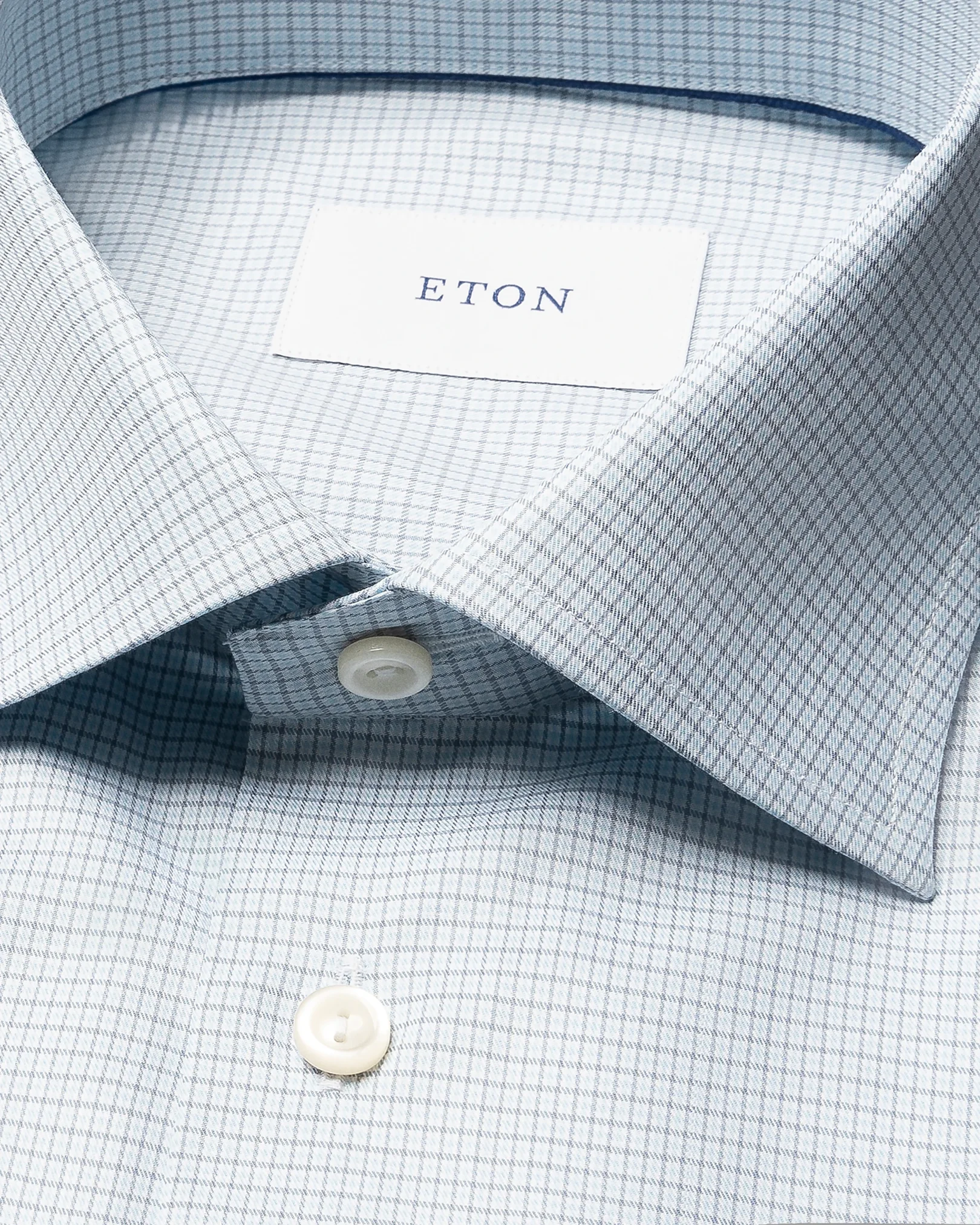 Eton - light blue check fine twill shirt