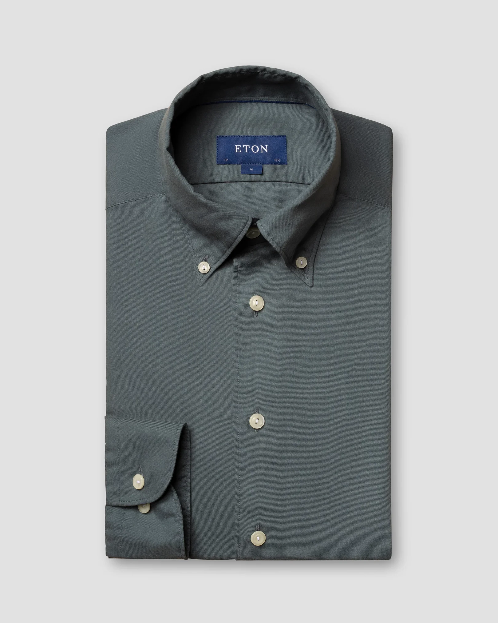 Eton - dusty olive lightweight flannel shirt