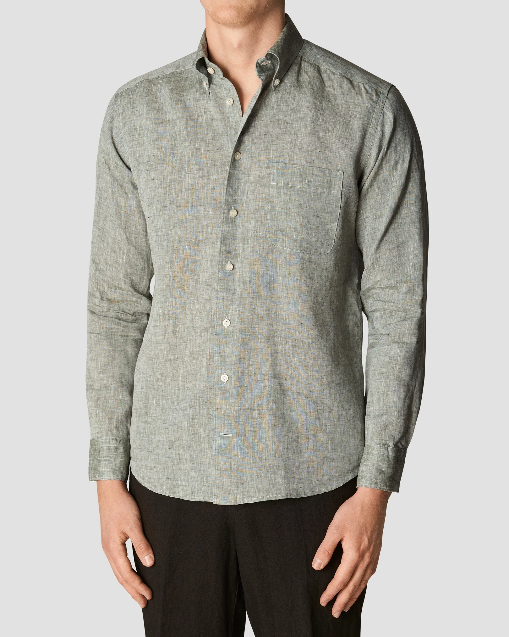 Eton - mid green casual linen shirt