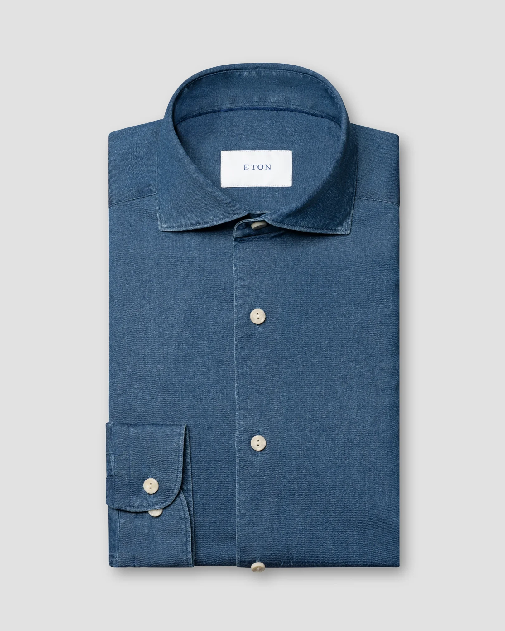 Eton - navy blue denim stretch shirt