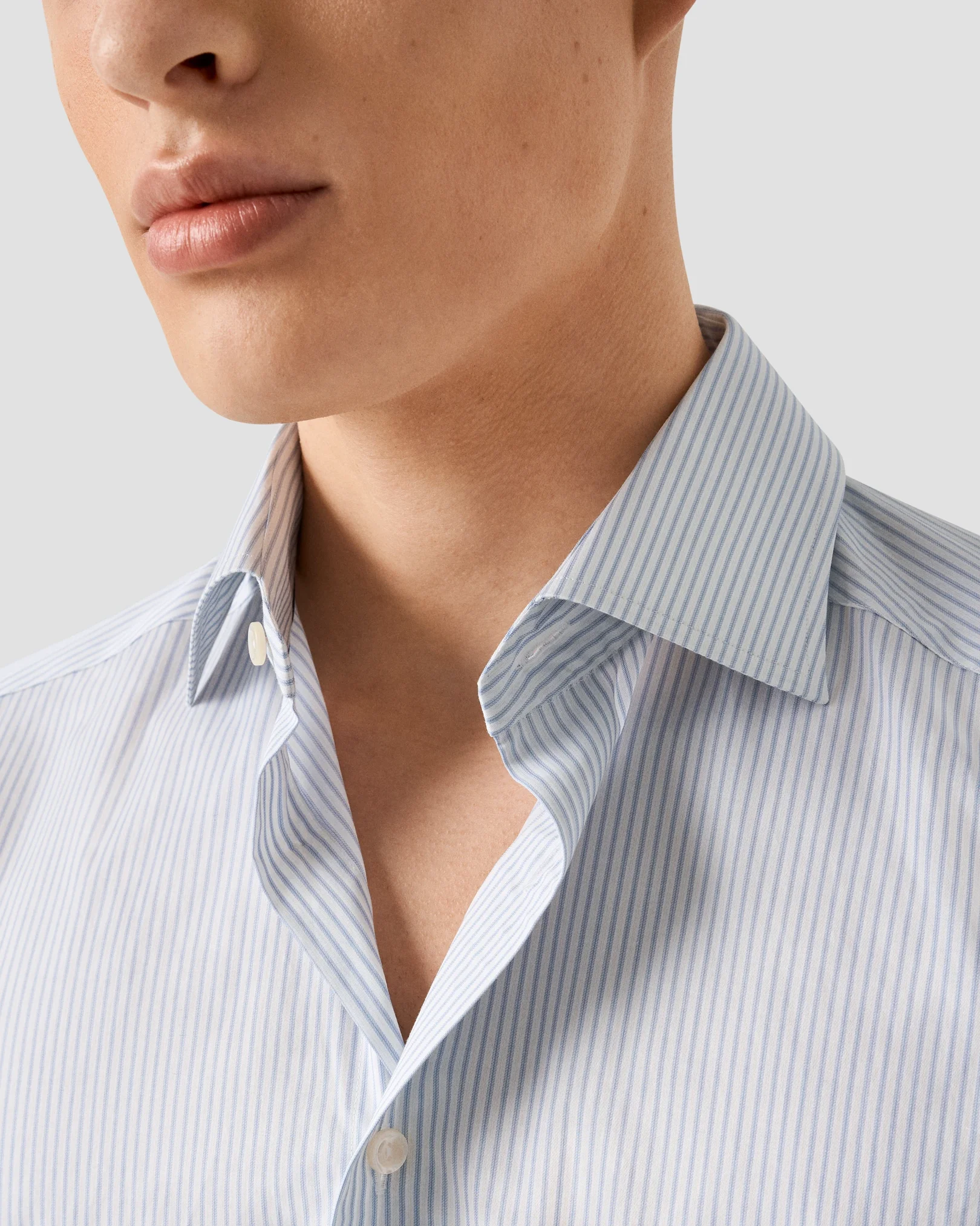 Eton - light blue stripe fine twill shirt