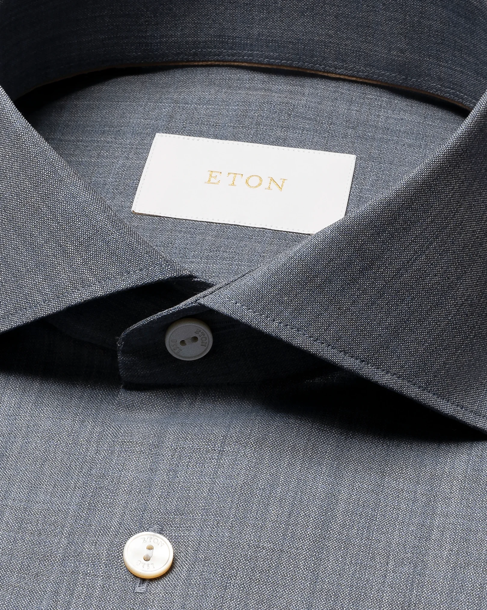 Eton - dark blue solid merino shirt