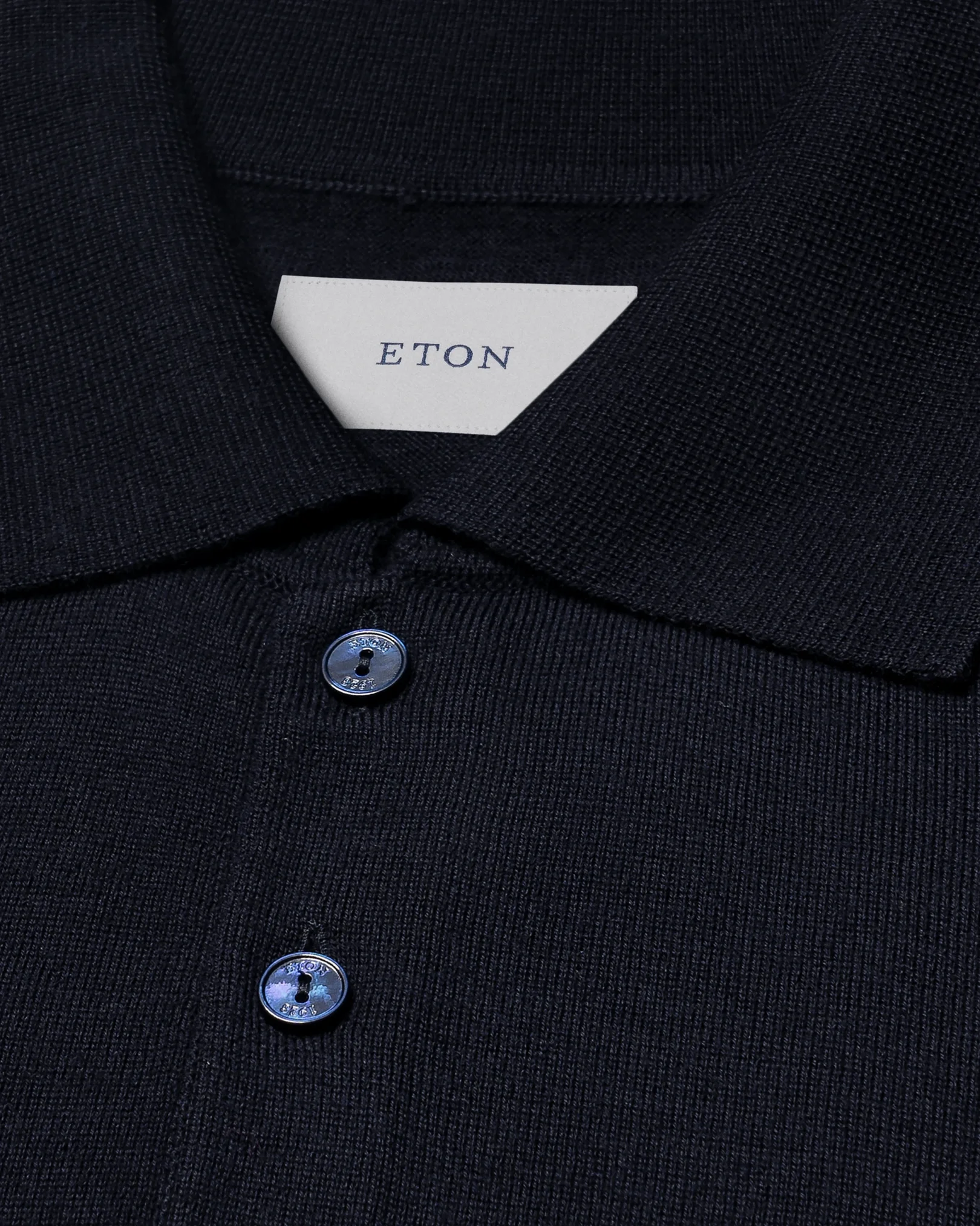 Eton - fine knit merino polo shirt navy blue fine knit merino polo shirt