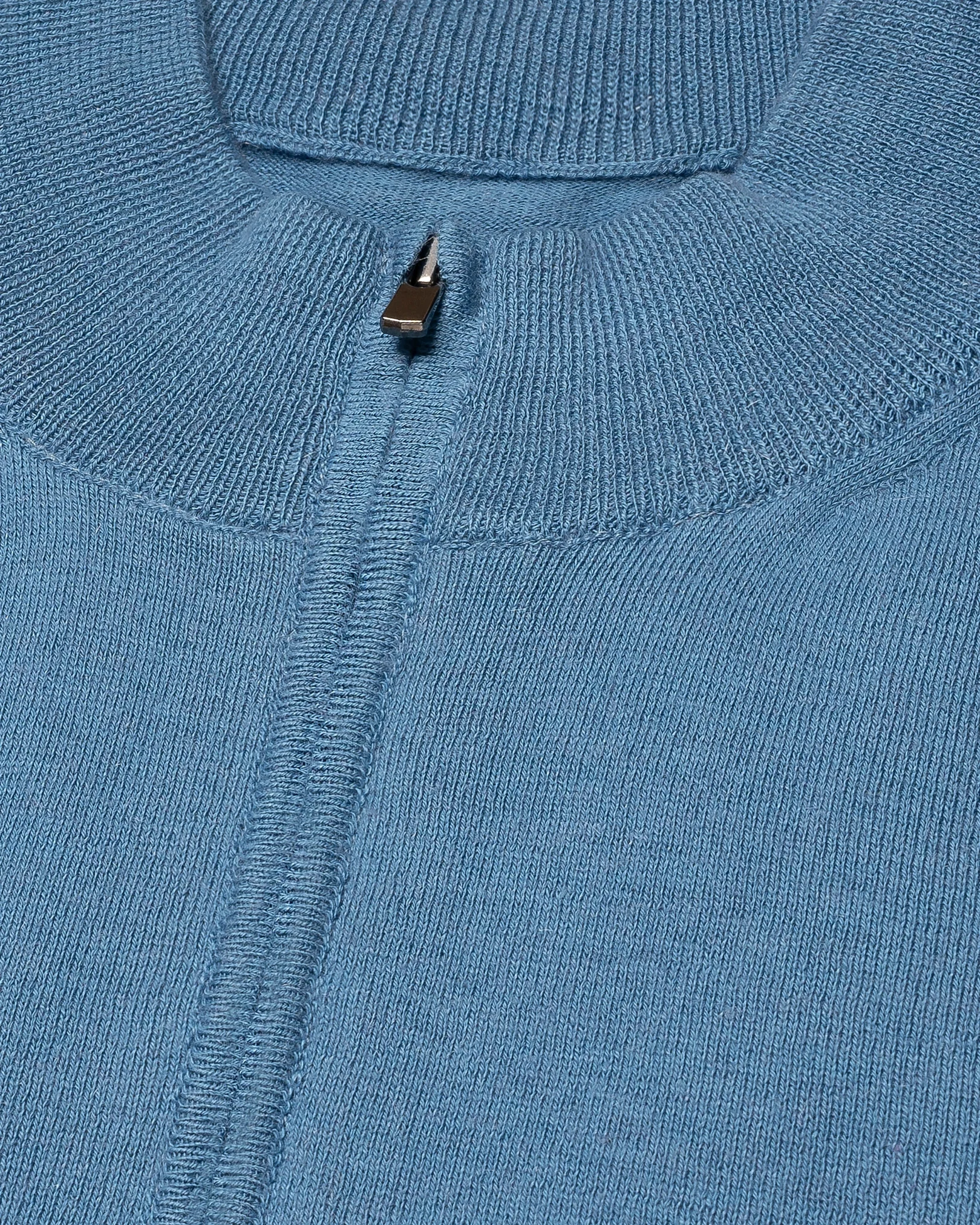 Eton - dark blue cotton and cashmere quarter zip fine knit