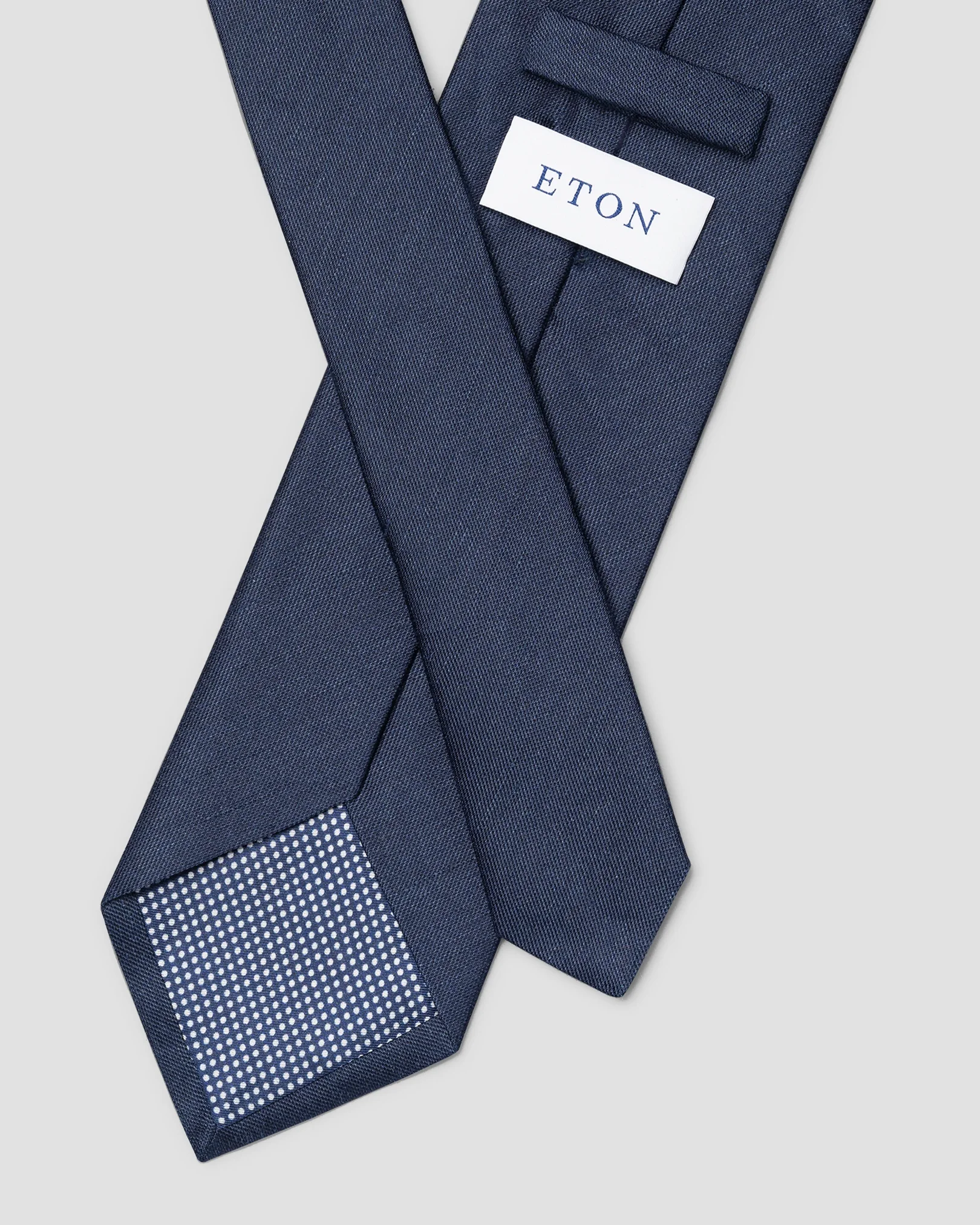 Eton - dark blue solid silk linen tie