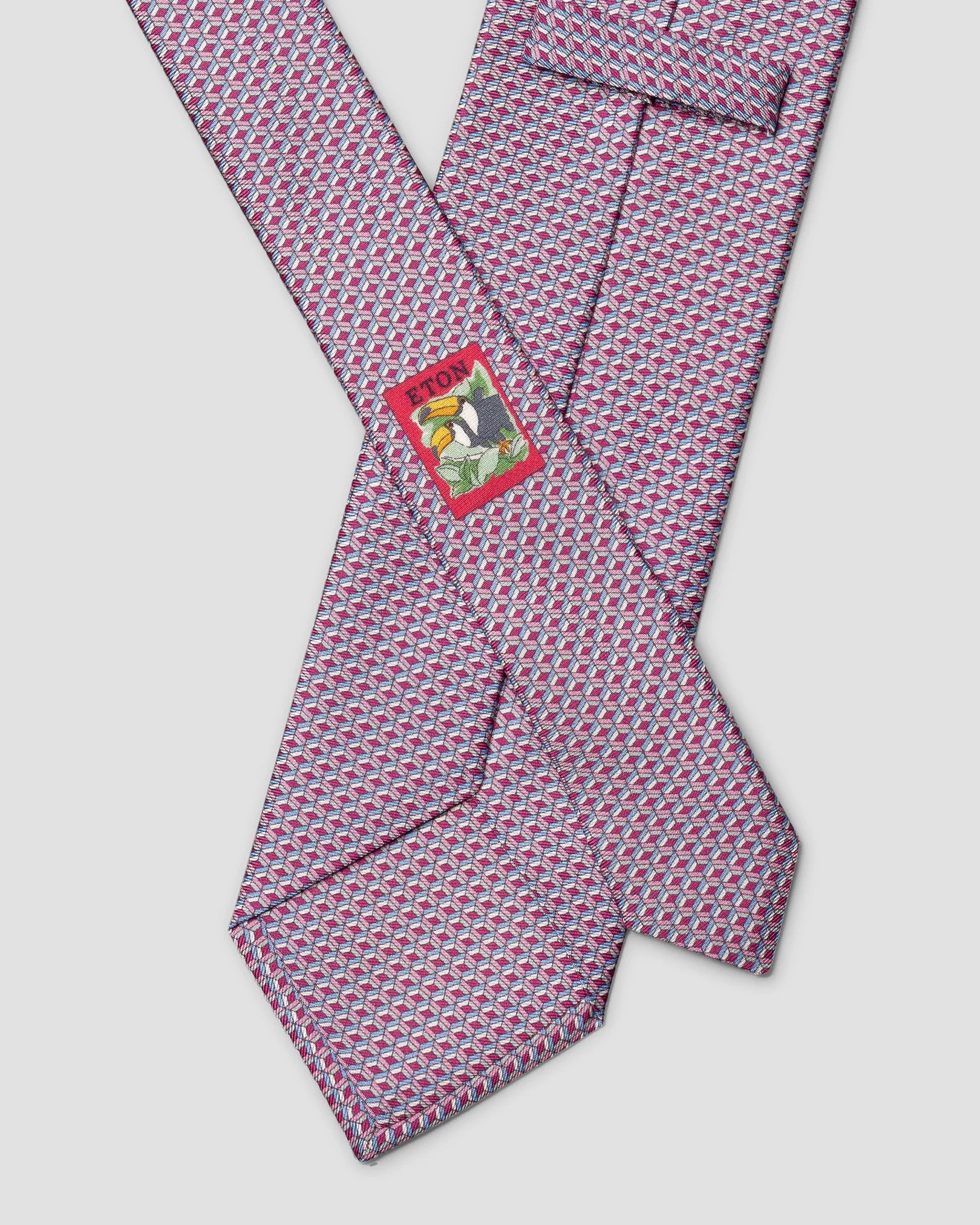 Eton - pink geometrical print silk tie