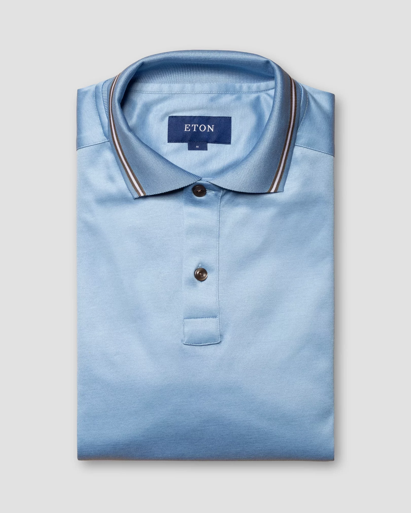 Eton - light blue jersey knitted collar no cuff jersey long sleeve regular fit jersey
